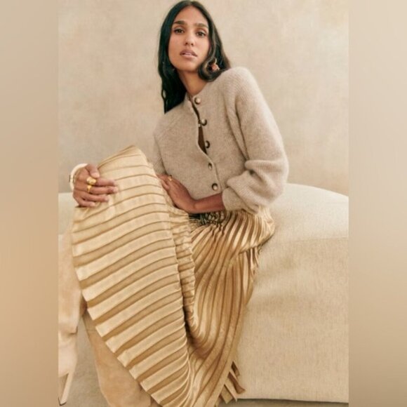 Sezane Dresses & Skirts - NEW Sezane Dune Midi Pleated Skirt Gold | Size 36 / US 4